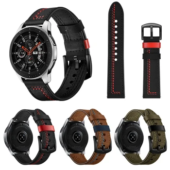 22 мм 20 мм Кожаный ремешок для Samsung Galaxy Watch Gear/Active 2/Huawei Watch GT2 Спортивный дышащий браслет Для Amazfit GTR