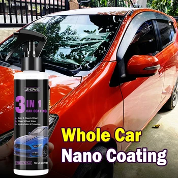 3 в 1 Автомобильное керамическое покрытие, Нано-Супер Гидрофобная защита, Полировка, напыление, быстрое нанесение покрытия на стекло, колеса и краску
