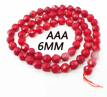 6 мм AAA высококачественные коралловые рассыпчатые бусины круглой формы с красной гранью 15 дюймов (имеют дефект, это настоящий материал)