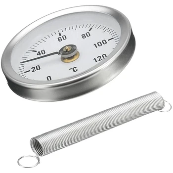 63 мм Трубчатый термометр с зажимом для циферблата, Круглый Пластинчатый датчик температуры с пружиной, Диапазон 0-120 ℃, Алюминиевый корпус, комплект из 10 шт.