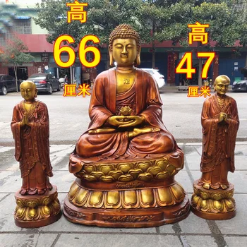 66 см большой огромный набор 3 шт. # Статуя Будды в храме Юго-Восточной Азии, безопасная и здоровая статуя будды Амитабхи Шакьямуни ЗУНЖЕ из латуни