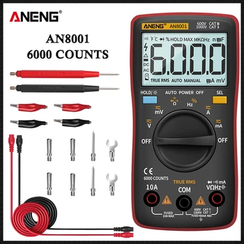ANENG AN8001 Цифровой мультиметр, профессиональный тестер конденсаторов, 6000 отсчетов, EsrMeter, Измеритель напряжения, Универсальный Мультитестер