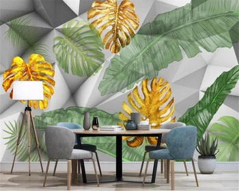 Beibehang Пользовательские обои фото скандинавские ретро геометрические листья фон гостиной настенное украшение для дома ТВ фреска 3d обои