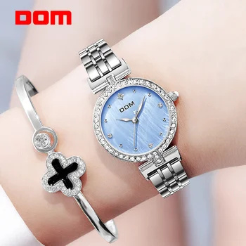 DOM Blue Женские часы, Женские креативные стальные женские часы-браслет для женщин, часы Relogio Feminino Montre Femme G-1357D