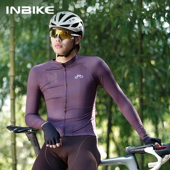 INBIKE, мужская велосипедная майка с длинным рукавом, Одежда для шоссейного велосипеда, Велосипедная рубашка с полным карманом на молнии, рубашка для горного Велосипеда, мужская дышащая