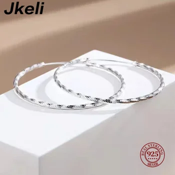 Jkeli Новая коллекция, 100% Стерлинговое серебро 925 пробы, Светящиеся прозрачные серьги-кольца с фианитами для женщин, Модные серьги, ювелирные изделия
