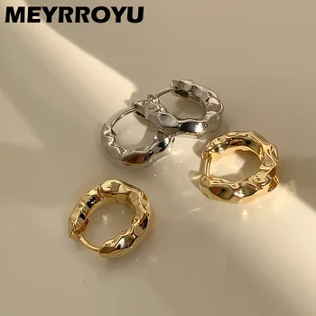 MEYRROYU Уникальная металлическая текстура, серьги-кольца с пряжкой для ушей, для женщин, для девочек, сексуальные модные винтажные ювелирные изделия, подарок на вечеринку серьги женские