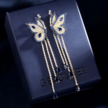 Высококачественная роскошная серьга с кисточкой в виде бабочки из Циркона для женщин, трендовое праздничное платье, великолепный ювелирный подарок на заказ