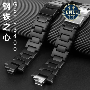 Для часов Casio Steel Heart серии GST-B400, модифицированный ремешок для часов, аксессуары, пластиковый стальной мужской сменный браслет, черный
