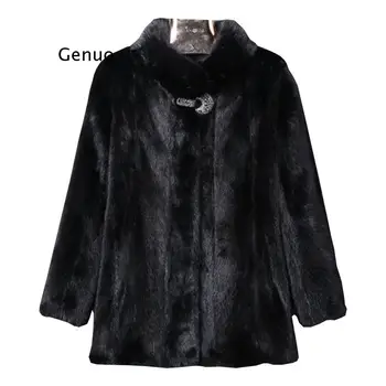 Женская верхняя одежда из искусственного меха с коротким рукавом, Черный, Белый, Зима-Осень, теплые куртки из искусственного меха большого размера, повседневные пальто
