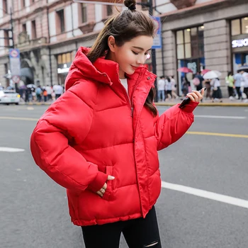 Зимняя Женская куртка В корейском стиле, Модная парка размера Плюс, Свободная Толстая Повседневная верхняя одежда С капюшоном, Chaquetas Mujer