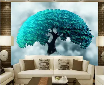 Изготовленная на заказ фреска 3D фотообои Европейские красивые голубые листья деревьев домашний декор гостиная обои для стен 3 d в рулонах