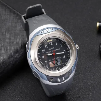 Итальянские аналого-цифровые говорящие наручные часы с двойным дисплеем и будильником для слепых и слабовидящих 787ZTI