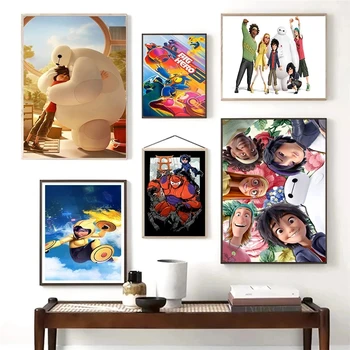 Картина на холсте из аниме Диснея, Супер Герой, 6 Постеров фильмов и принтов, Акварельное Настенное искусство, Картина для домашнего декора, Украшение гостиной