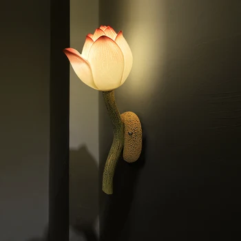 Креативный Новый китайский настенный светильник Прикроватная лампа для Спальни Украшение гостиной Лестница Балкон Коридор Лампа Дзен Лотос Настенный светильник