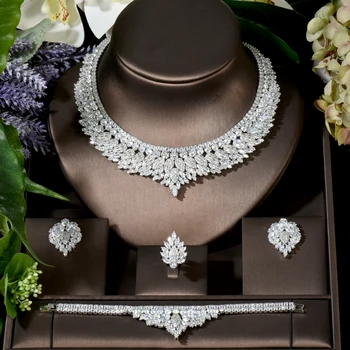 Мода 2020, Новый модный комплект ювелирных изделий из белого золота, роскошное Антикварное ожерелье и серьги для вечеринок, изысканные ювелирные изделия N-1513