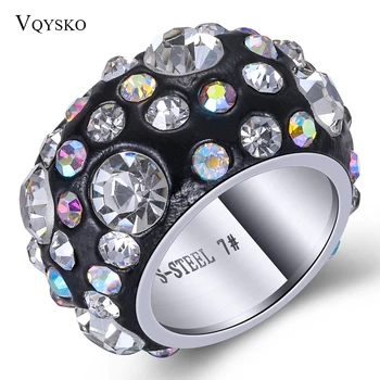 Модные кольца с кристаллами для женщин Оптом, ювелирное кольцо с сердечником из нержавеющей стали, подлинные австрийские кристаллы, Полноразмерные игры оптом
