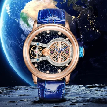 Мужские автоматические механические часы бренда HANBORO, модные водонепроницаемые светящиеся наручные часы с большим циферблатом, Кожаные мужские ЧАСЫ