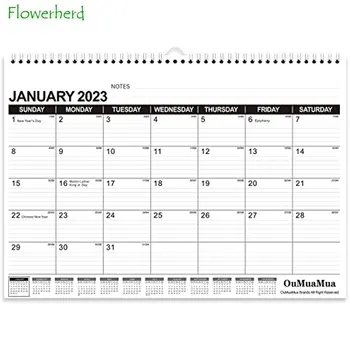 Настенный календарь на 2023 год 2023-2024 18 Месячный Календарь с Юлианской датой в Двухслойном переплете и Плотной Бумагой для Домашнего Школьного Офиса