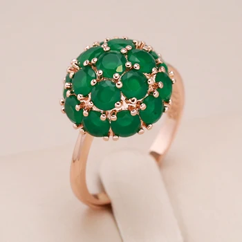 Необычное кольцо Kinel с натуральным цирконом Насыщенного зеленого цвета класса Люкс из розового золота 585 пробы, высококачественные украшения для вечеринок на каждый день
