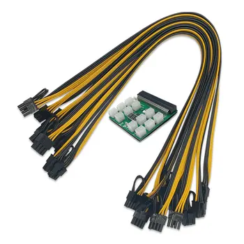 Переходная плата 12шт 6P Штекер к (6 + 2) 8P Штекерному кабелю Питания 12В PCI-E Блок питания Монтажная плата для GPU Ethereum Break