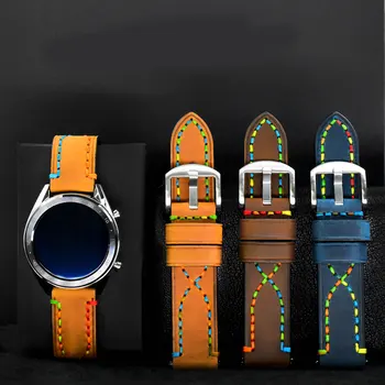 Роскошные кожаные часы с 18 мм 20 мм 22 мм 24 мм 26 мм ручной работы Crazy Horse Подходит для Huawei GT3 Samsung Аксессуары для ремешков