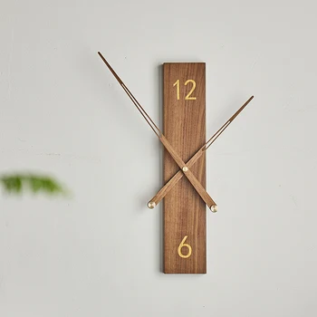 Украшение гостиной Очень Простые настенные часы из массива дерева Креативные Модные Современные настенные часы с большим указателем из черного ореха